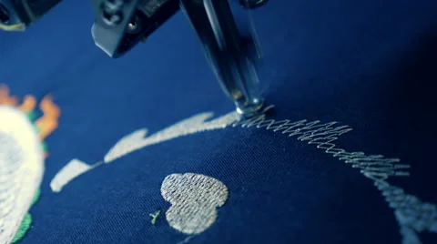 Industrial sewing machine embroiders on program, pattern in the Chinese style Stock Footage 68368835
