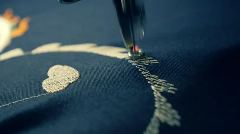 Industrial sewing machine embroiders on program, pattern in the Chinese style Stock Footage 68368903
