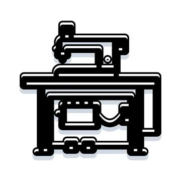 Industrial sewing machine on table for textile work Stockillustratie