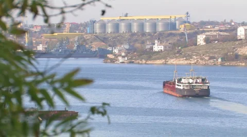 Industrial ship.  Stock Footage 912885