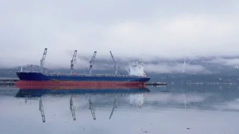 Industrial Ship in Harbor Stock Footage 81416969