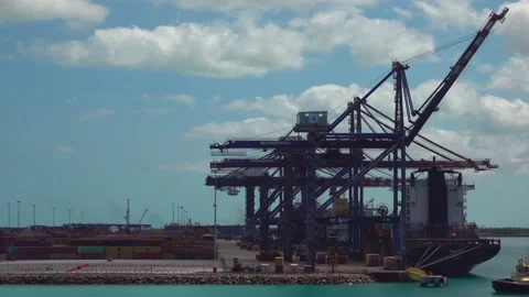 Industrial ship loading tower Stock Footage 155026521