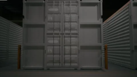 Industrial Shipping Container Corridor Dark Moody Interior Background Stock Footage 337814762