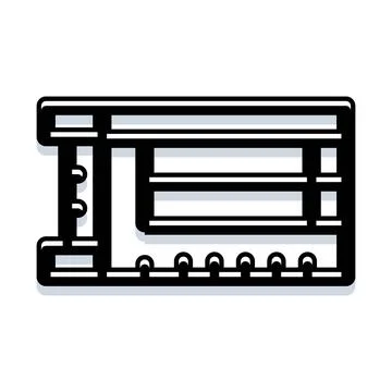 Industrial shipping dock loading unloading line art Stock Illustration