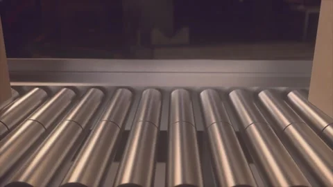 Industrial Shipping Packages On Roller Conveyor With Made In China Text Stock Footage 337431741