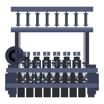 Industrial silk production machine processing threads on spools Stock Illustration