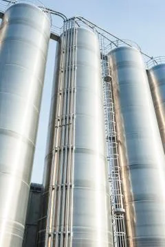 Industrial silos in the chemical industry Stock Photos