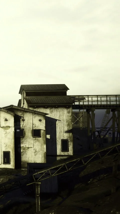 Industrial site with equipment and structures located in a mining area Stock Footage 334184078
