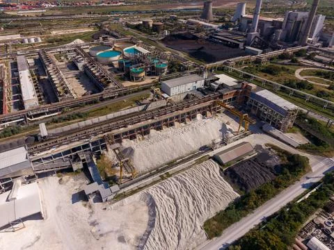 Industrial site with storage and processing units in open area Stock Photos