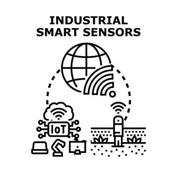Industrial smart sensors internet of things automation concept 스톡 일러스트