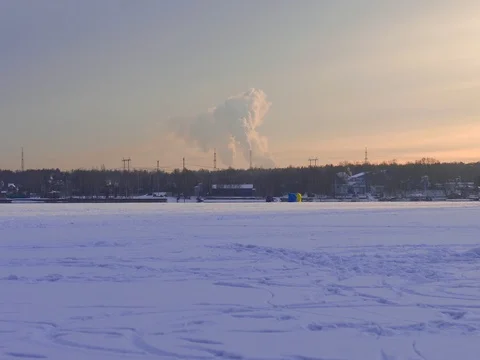 Industrial Smoke Cloud from Afar Stock Footage