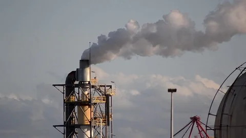 Industrial smoke stack up close Video stock 75916813