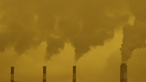 Industrial smoke stack of coal power plant in the morning. Stock Footage 223642785