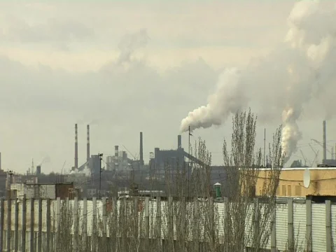 Industrial  Smoke  Stacks 2 Stock Footage 710249
