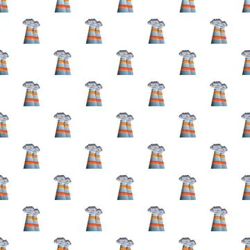Industrial smokestacks emitting pollution creating seamless pattern backgroun Stock Illustration