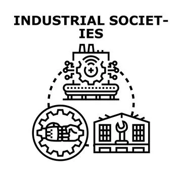 Industrial societies developing modern manufacturing automation technologies Stock Illustration
