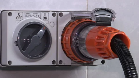 Industrial socket, plug, outlet. Stock Footage 218609938