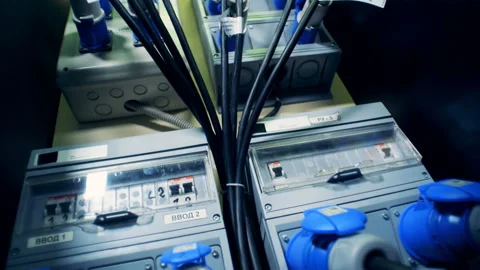 Industrial socket, plug, outlet. High-voltage electrical equipment at data 스톡 동영상 99466179