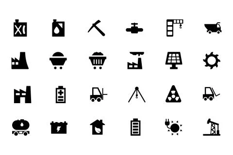 Industrial Solid Icons Stock Illustration