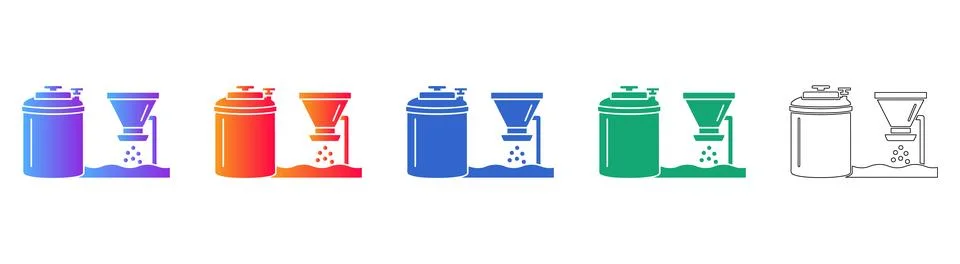 Industrial Sorting and Sifting Machine Icon Set Stock Illustration
