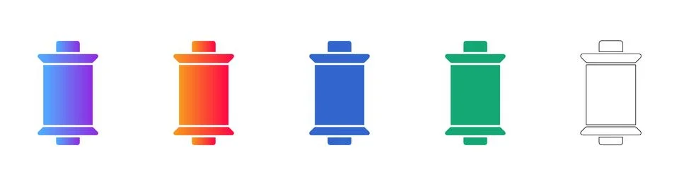 Industrial Spool or Bobbin Component Icon Set Stock Illustration