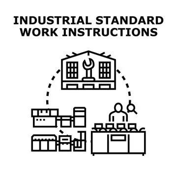 Industrial standard work instructions implementing quality control process Stock Illustration