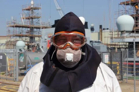 An industrial steam Boiler clean, ppe Stock Photos