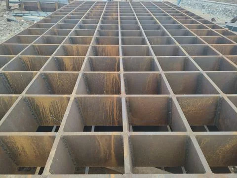 Industrial Steel Grid Platform Structure for Large Scale Construction Stock Photos