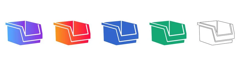 Industrial Storage Container Vector Icon Set Stock Illustration