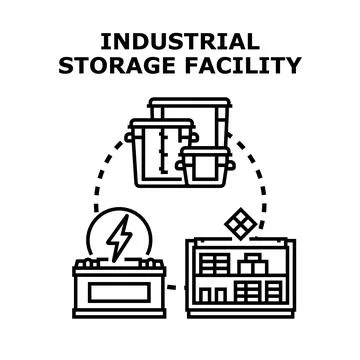 Industrial storage facility system optimizing inventory management Stock Illustration