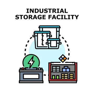 Industrial storage facility system optimizing inventory management Stock Illustration