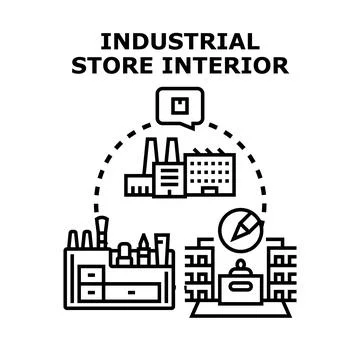 Industrial store interior vector concept illustration Stock Illustration