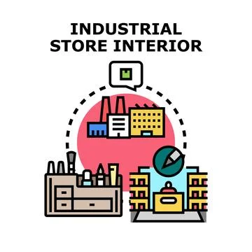 Industrial store interior vector concept illustration Stock Illustration