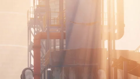 Industrial structure with pipes and light reflections in the background Stock Footage 340211889
