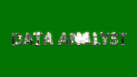 Industrial style cybernetic text DATA ANALYST on green screen backdrop Stock Illustration