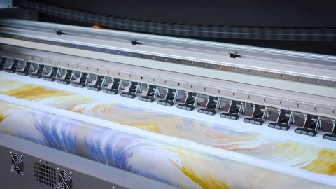 Industrial sublimation printer for digital printing on fabrics. Modern textil Stock Footage 105056109