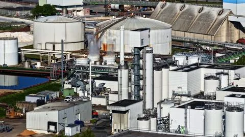 Industrial Sugar Processing Facility with Tanks, Pipelines and Energy Systems Photos