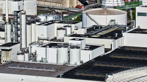 Industrial Sugar Processing Facility with Tanks, Pipelines and Energy Systems Photos