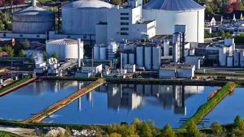 Industrial Sugar Processing Facility with Tanks, Pipelines and Energy Systems Photos