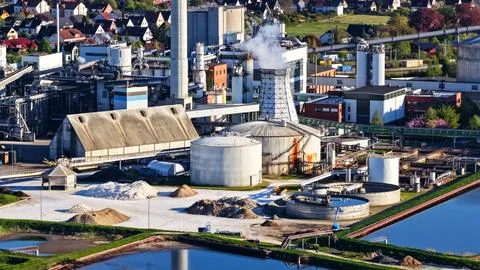 Industrial Sugar Processing Facility with Tanks, Pipelines and Energy Systems Photos