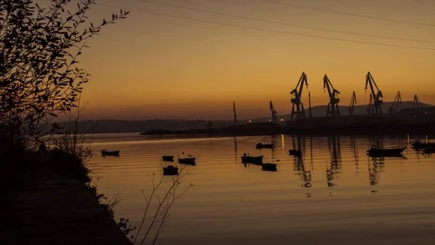 Industrial sunset Video stock 94339136