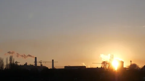 Industrial Sunset Stock Footage 104354605