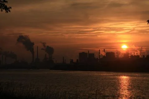 Industrial sunset Stock Photos