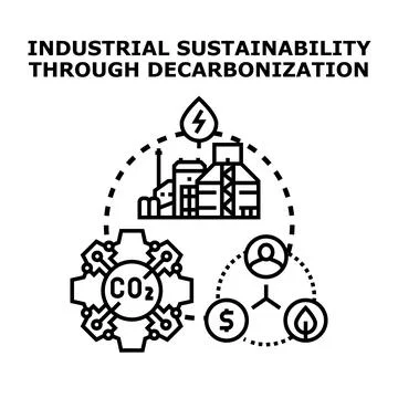 Industrial sustainability through decarbonization vector concept Stock Illustration