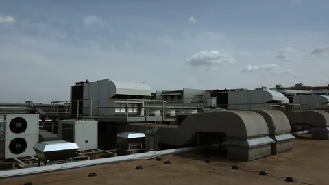 Industrial system of ventilation and conditioning Stock Footage 75448434