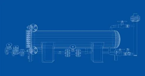 Industrial tank with valves. Vector Illustrazione stock