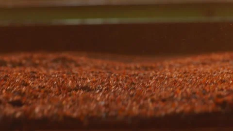 Industrial tea processing machine with rotating drum close-up Stock Footage 335863805