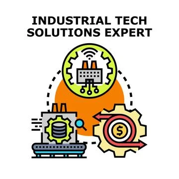 Industrial tech solutions expert providing production optimization Stock Illustration