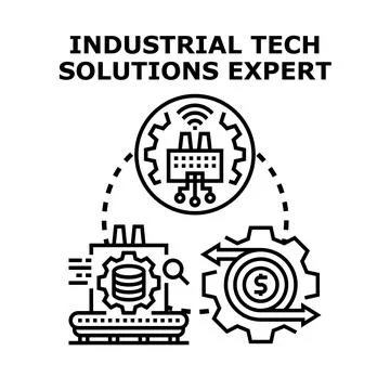 Industrial tech solutions expert providing production optimization Stock Illustration
