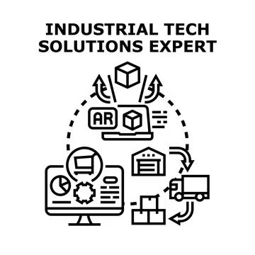 Industrial tech solutions processing supply chain logistics Stock Illustration